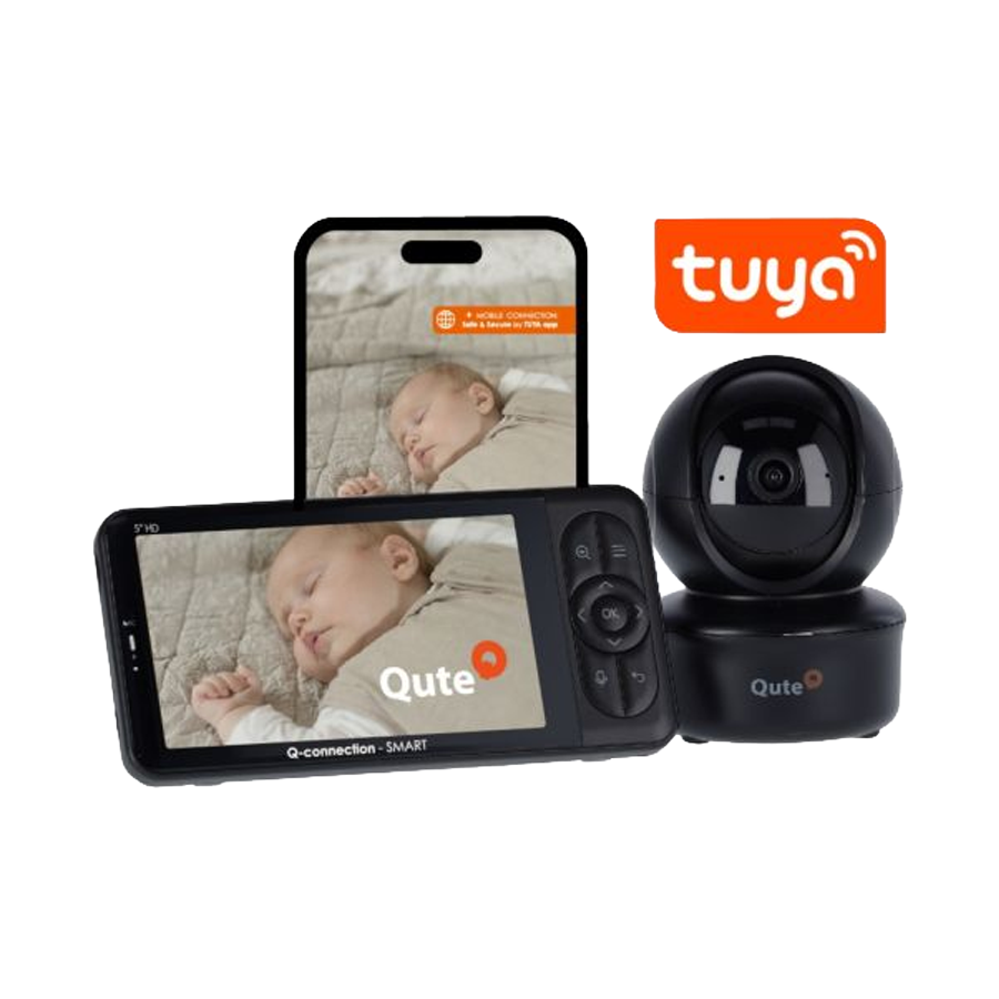 Qute Beeldbabyfoon Q-Connection Smart WIFI 2-IN-1 5HD - Zwart