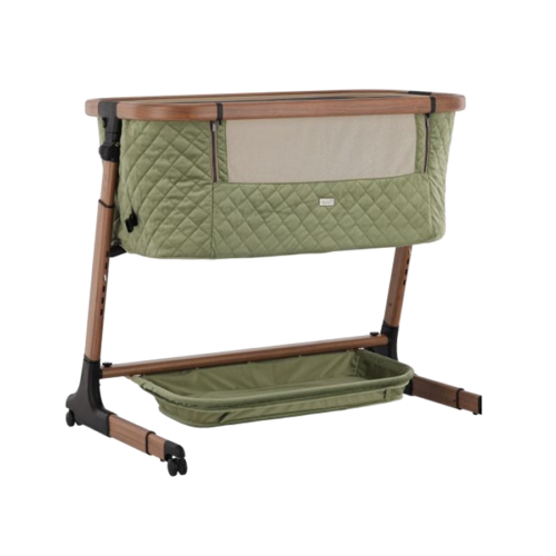 Qute Q-wiggle electric Co-Sleeper green - walnut
