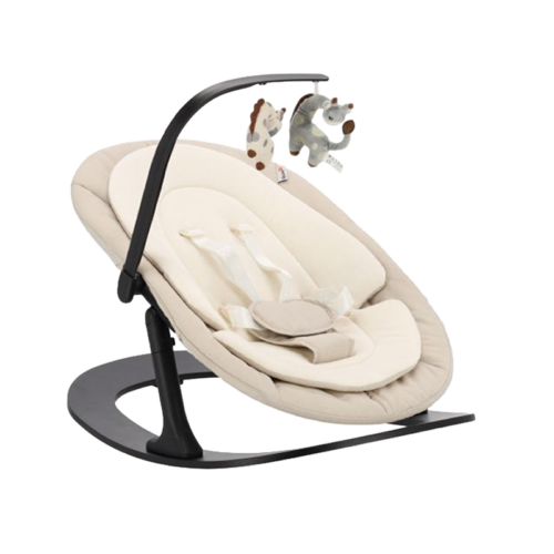 Q-Sittle Newborn Rocker Black + Bekleding Ivory