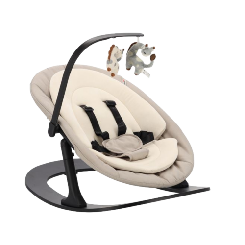 Q-Sittle Newborn Rocker Black + Bekleding Sand