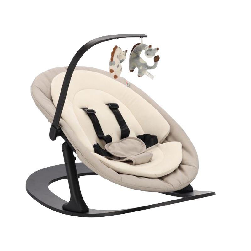 Q-Sittle Newborn Rocker Black + Bekleding Sand